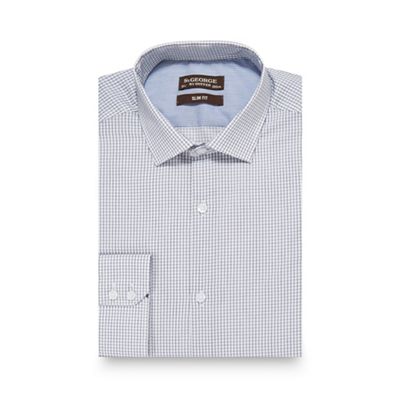 St George by Duffer White checked print slim fit shirt with extra-long sleeves and body